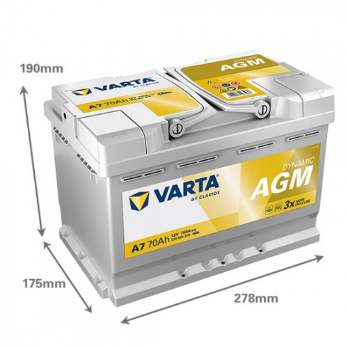 Аккумулятор VARTA Dynamic AGM 70Ah (570901076) A7 Аккумулятор VARTA Dynamic AGM 70Ah (570901076) A7