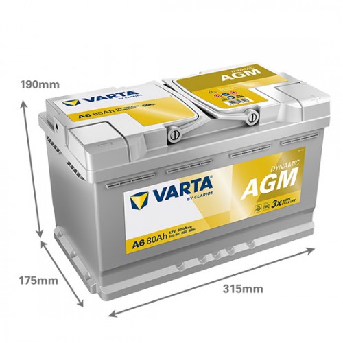 Аккумулятор VARTA Dynamic AGM 80Ah (580901080) A6 Аккумулятор VARTA Dynamic AGM 80Ah (580901080) A6