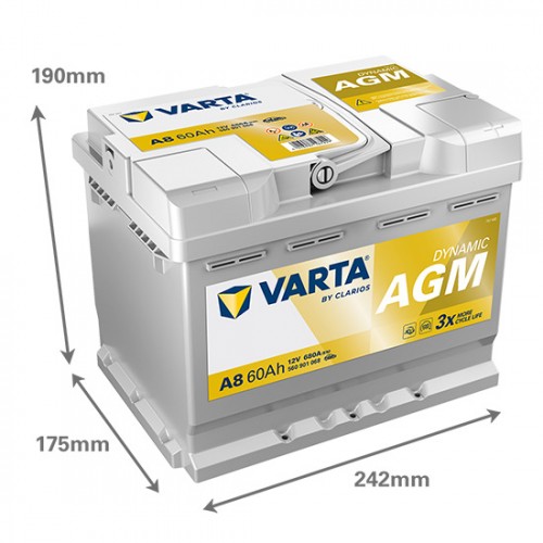 Аккумулятор VARTA Dynamic AGM 60Ah (560901068) A8 Аккумулятор VARTA Dynamic AGM 60Ah (560901068) A8
